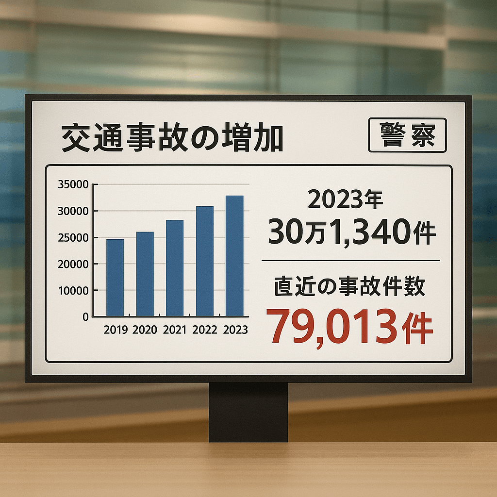 最近の交通事故増加を示す警察発表資料のスクリーンショット風画像